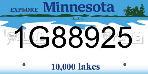 1G88925 Minnesota License Plate