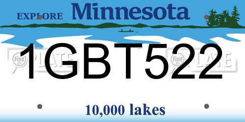 1GBT522 Minnesota License Plate