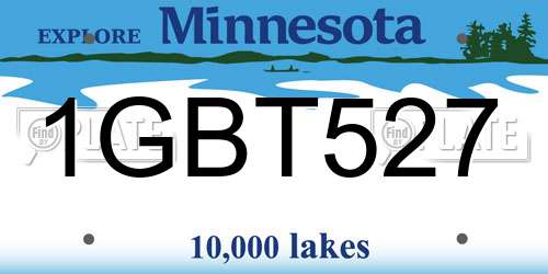 1GBT527 Minnesota License Plate