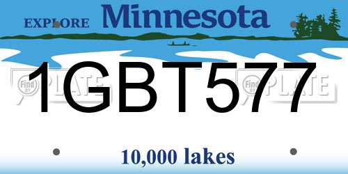 1GBT577 Minnesota License Plate