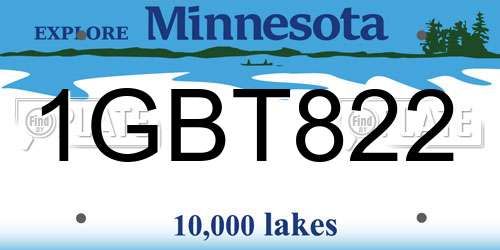 1GBT822 Minnesota License Plate