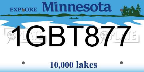 1GBT877 Minnesota License Plate