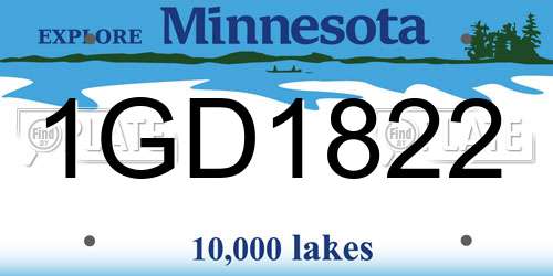1GD1822 Minnesota License Plate