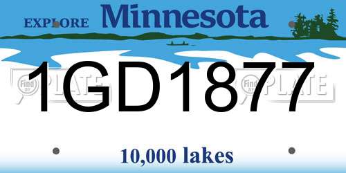 1GD1877 Minnesota License Plate