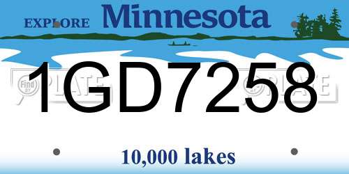 1GD7258 Minnesota License Plate