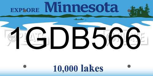 1GDB566 Minnesota License Plate