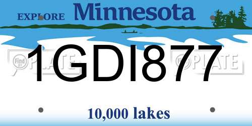 1GDI877 Minnesota License Plate