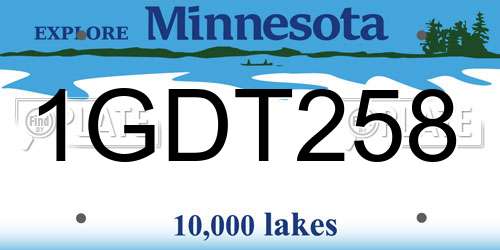 1GDT258 Minnesota License Plate