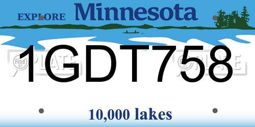 1GDT758 Minnesota License Plate