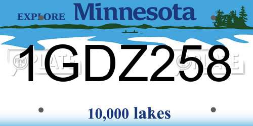 1GDZ258 Minnesota License Plate