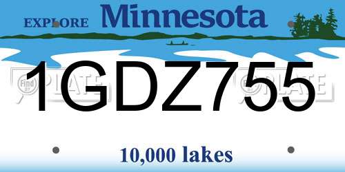 1GDZ755 Minnesota License Plate
