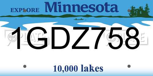 1GDZ758 Minnesota License Plate