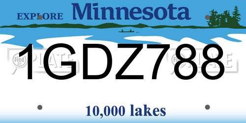1GDZ788 Minnesota License Plate