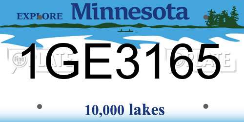 1GE3165 Minnesota License Plate