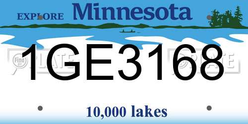 1GE3168 Minnesota License Plate