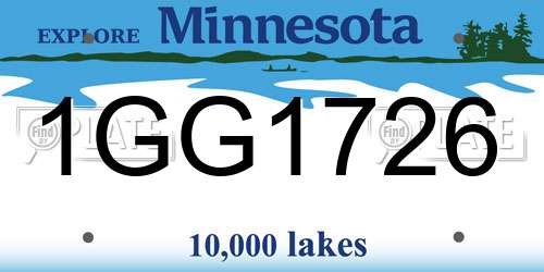 1GG1726 Minnesota License Plate