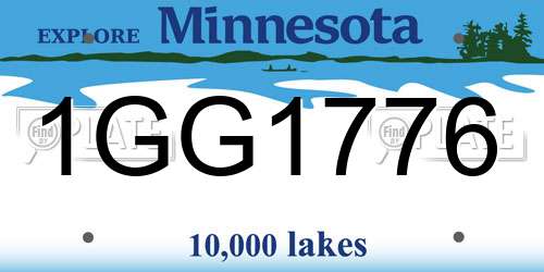 1GG1776 Minnesota License Plate