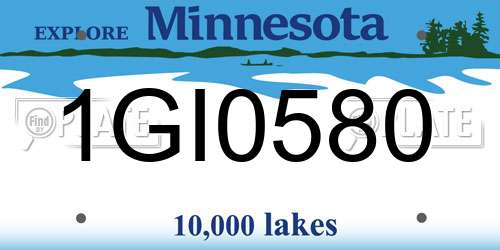 1GI0580 Minnesota License Plate