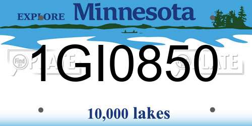 1GI0850 Minnesota License Plate