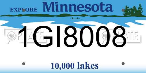 1GI8008 Minnesota License Plate