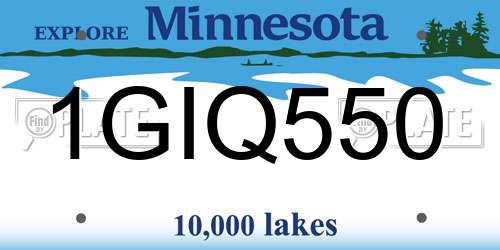 1GIQ550 Minnesota License Plate