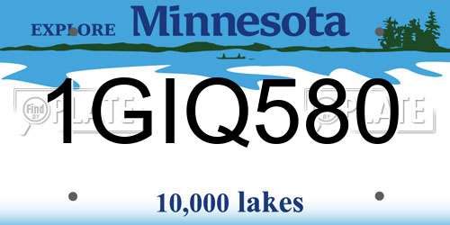 1GIQ580 Minnesota License Plate