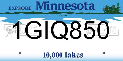 1GIQ850 Minnesota License Plate