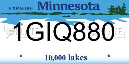 1GIQ880 Minnesota License Plate