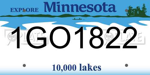 1GO1822 Minnesota License Plate