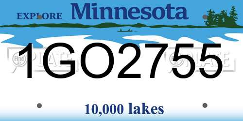 1GO2755 Minnesota License Plate