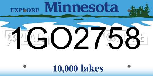 1GO2758 Minnesota License Plate