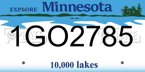 1GO2785 Minnesota License Plate
