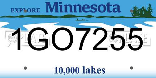 1GO7255 Minnesota License Plate
