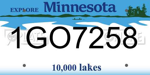1GO7258 Minnesota License Plate