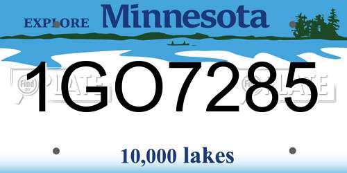 1GO7285 Minnesota License Plate