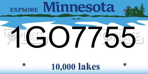 1GO7755 Minnesota License Plate