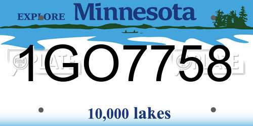 1GO7758 Minnesota License Plate