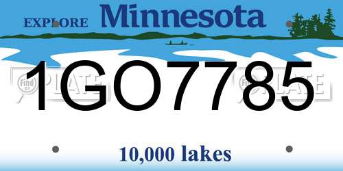 1GO7785 Minnesota License Plate
