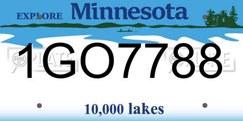 1GO7788 Minnesota License Plate