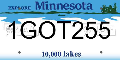 1GOT255 Minnesota License Plate