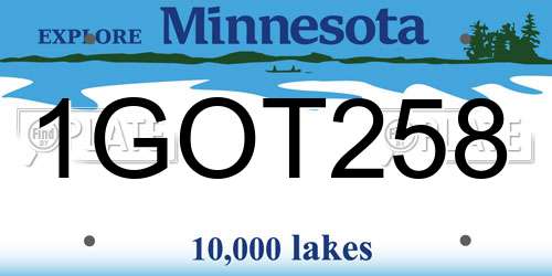 1GOT258 Minnesota License Plate