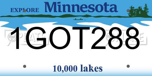 1GOT288 Minnesota License Plate