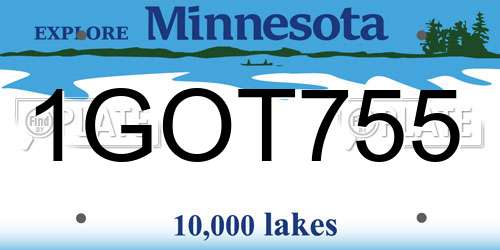 1GOT755 Minnesota License Plate