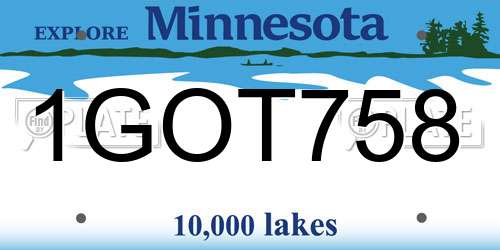 1GOT758 Minnesota License Plate
