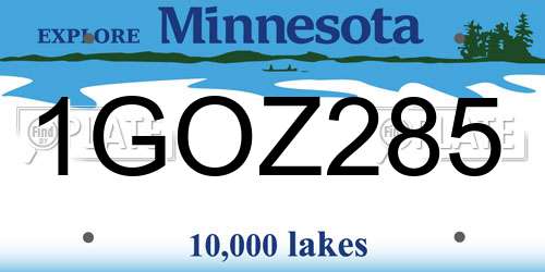 1GOZ285 Minnesota License Plate