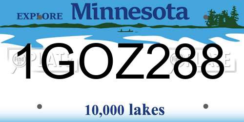 1GOZ288 Minnesota License Plate