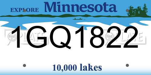 1GQ1822 Minnesota License Plate