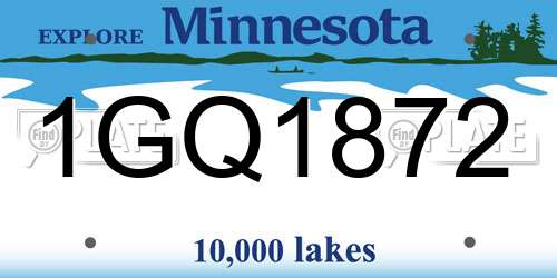 1GQ1872 Minnesota License Plate