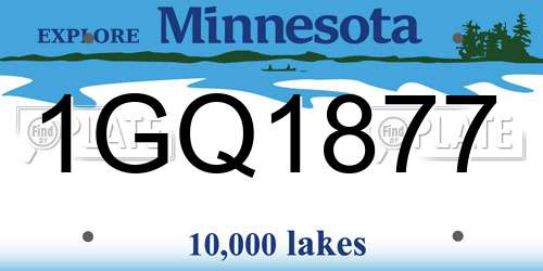 1GQ1877 Minnesota License Plate