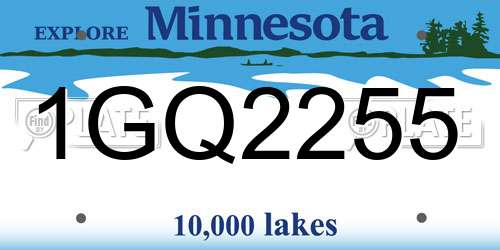 1GQ2255 Minnesota License Plate